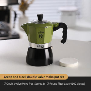 BINCOO Yellow/Green Moka Pot Double-valve Household Small Coffee Pot Espresso Machine Set Coffee Utensils 2Cups