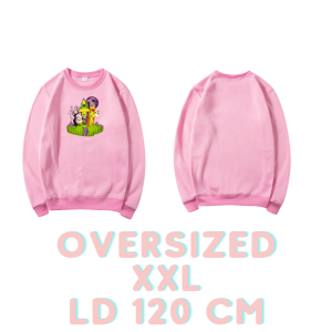 Joy Sana Sweater Oversize Wanita Sweater Korea Style Sweater Longgar Wanita Korea Bahan Fleece Motif Ghost House