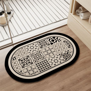 Homen Light Luxury Diatomaceous Earth Mat Vintage Bathroom Floor Mat Quick Drying And Anti Slip Elliptical Diatomaceous Earth Floor Mat Nordic Carpet Water Absorbing Anti Slip And Easy To Clean Foot Pads