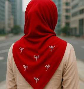 Hijab Tassel Pita Kecil Kerudung Segi Empat Coquette Jilbab Bodir Pita Katun