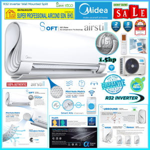 Midea airstill 1.5hp Inverter Air Conditioner MSFAAU-13CRFN8 airstill Cooling Premium Inverter Air Conditioner R32 ((5 Star Energy Saving))