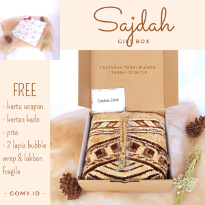 SAJDAH gomy.id wedding gift box hampers kado hadiah sajadah tasbih travel turki bludru bulu couple pernikahan nikahan perkawinan wedding gift murah unik terjangkau lucu estetik aesthetic