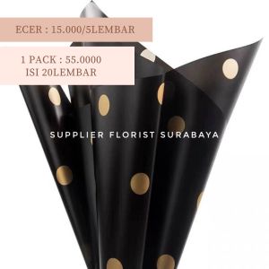 SFS - [5 LEMBAR] KERTAS CELLOPHANE KERTAS BUNGA POLKADOT DOT BUNDAR BULAT KERTAS KOREA WRAP BUNGA WRAPPING PAPER BOUQUET BUKET BUNGA