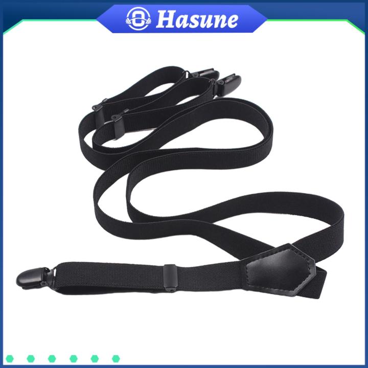 Hasune Men's Suspenders Belt Adjustable 2cm Wide Leather Strap Elastic ...
