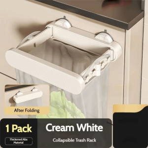 GUHEHARD Portable Suction Cup Trash Rack Retractable Waterproof Foldable Garbage Holder Nail-Free Wide Opening Hanging Trash Bag Stand Kitchen Use