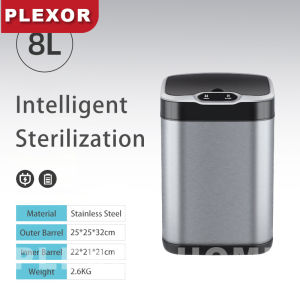 Plexor 430 Stainless Steel Smart Trash Can with Cover 8L/13L intelligent Motion Sensor Bathroom Garbage Bin with Lid Wireless Sensor Dustbin for Bathroom Rechargeable Automatic Touch Free Waste Bin for Hotel and Living Room
