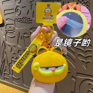 ZEEMIN Cute Garfield Mirror Mirror Keychain Accessories Pendant Practical Small Gifts Keychain Bag Pendant Wholesale