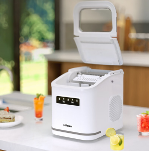 Hicon 16K Countertop Ice Maker Machine - Automatic Round Ice Cube 6 Mins Fast Ice Making Adjustable Ice Size Automatic Cleaning Food-grade Materials Innovative Openable Cover (Half/Full Flip) Brand Compressor 220V for Home Dorm Office Philippines