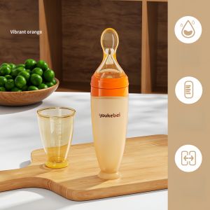 VivaBabe Silicone Baby Food Feeding Spoon | 120ML | Can Stand Upright | For Ages 3 Months +