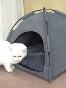 Cat Bed  Tent with Removable Non-Slip Soft Pad Indoor Outdoor Foldable Hut Portable  Tent Cave for Cat Small Dog