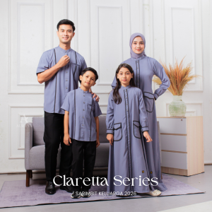 Baju Couple Keluarga Baju Lebaran Sarimbit Terbaru 2026 Warna Lava Smoke - DTHREE CLARETTA SERIES