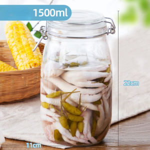 Homenhome Jar Glass Sealed Glass Storage Jar Set With Air Tight Lid Kimchi Pickle Jar Sealer Food Storage Bottles Honey Candy Sealed Cans