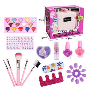 Washable Makeup Kit Kid Press on Nails Toy for Girls