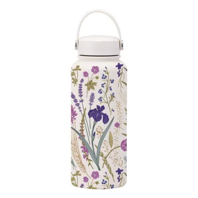 JURHOMIE Wide Mouth Stainless Steel Insulated Bottle 1000ml Thickened Sports Water Bottle High Quality Large Capacity Printed Cup For Girls