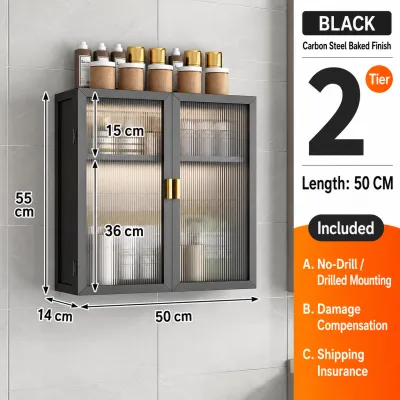 MOD Modern Bathroom Wall Mounted Cabinet with Double Glass Style PC Door Adjustable Shelf Storage Organizer for Cosmetics Skincare Toiletries Home