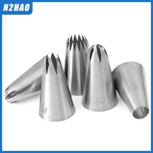 N2HAO 5 PCs Stainless Steel Icing Piping  Pastry Nozzles Cupcake Cream Making Set