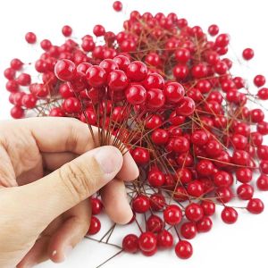 30pcs Artificial Red Berry Stems 8.6 Inch Christmas Holly Berry Branches for Xmas Home Decor