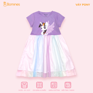 Váy công chúa bé gái Pony BOMINES cotton thoáng tùng lưới thông hơi mềm cho bé từ 3-10 tuổi 12- 30kg DTNPONYPHOILUOI85