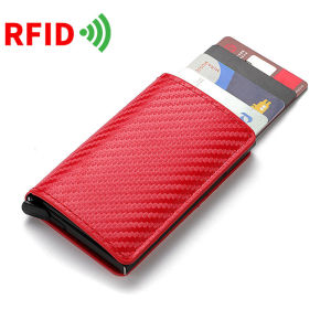 Bowen Dompet Kartu Lontar Pria Wanita RFID KB233 Muat banyak kartu & uang kertas lipat Model Serat Karbon K9129