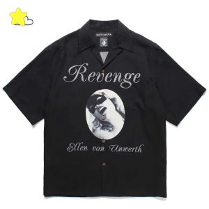 Summer Hawaiian Style CD Full Printing WACKO MARIA Short Sleeved Shirts Top Quality Silk Polyester Shirt With Tags