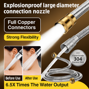 [100% Authentic] Universal Shower Hose/Leakproof Water Pipe Fittings Shower Hose Allcopper Connector Antitangle 304 Stainless Steel Nozzle/Water Heater Water Pipe Connector Accessories 花洒软管