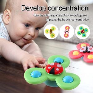 3PCS Spinning Top Baby Sucker Top Toy Creative Bath Swimming Water Toys Sucker Suction Cup Fun Game Baby Teether Spinner