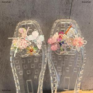 [COD] kunzhan Dopamine Pearl Butterfly Beaded Jelly Shoes Sandals Accessory DIY Decorative Shoe Flower Slippers Shoe Buckle Accessories