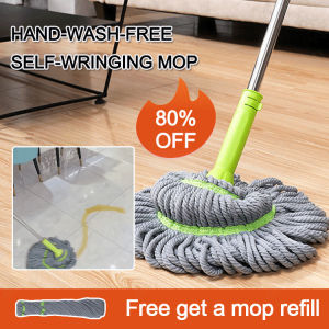 360° Spin Mop Hand wash free self-twistging rotating retractable mop Easy Washing and Dry Microfiber Mop Heads