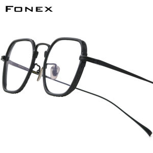 FONEX Pure Titanium Glasses Frame Men Brand Design Retro Vintage Square Eyeglasses Full-Rim Japanese High-Quality Ultralight Custom Optical Eyewear KJ53