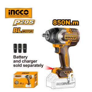 INGCO 20V Li-Ion Cordless Impact Wrench 850Nm Max Torque Variable Speed Durable Power Tool with Variable Speed CIWLI20851