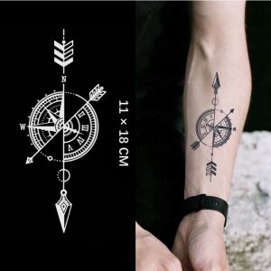 【Mars Tattoo】NEW Technology Magic Long Lasting 2 Weeks Semi-Permanent tattooTemporary Tattoo Sticker Fake Tattoo Arrow Compass D033