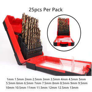 19pcs/25pcs set HSS Cobalt Drill Bit for Hardened Metal & Stainless Steel Drilling Bits Set 1.0~13mm Power Tools Accessories High Speed Steel