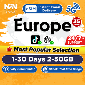 Europe eSIM 1-30 Days 2-50GB 5G/4G Data | Instant Email Delivery | High Speed Travel Data Europe SIM Card/EU SIM Card