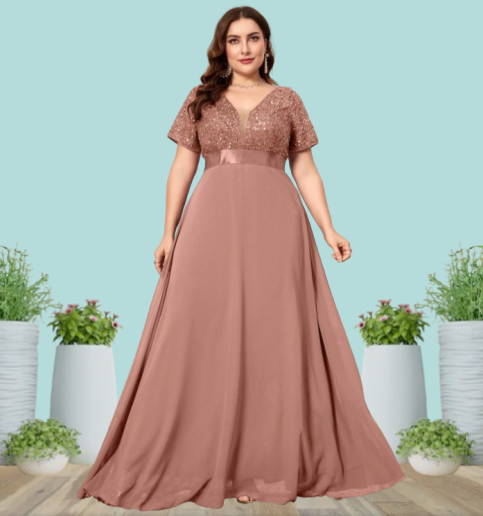 Plus Size Women V-Neck Flared Waist Cinched Elegant and Luxurious Prom Semi  Formal Wedding Guest Birthday Graduation Occasional Dress Lazada PH