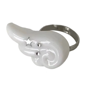 Unique Rhinestones Adjustable Angel Wing Ring Handmade Finger Ring Alloy For Women Teens Daily Wear