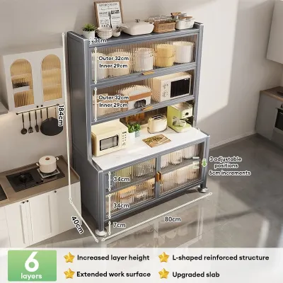 CompactSteel​​ store Kitchen Storage Pantry Cabinet Buffet Sideboard Cupboard Coffee Bar Microwave Stand Cabon Steel Organizer With Door