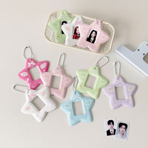 WPOT With Keychain Mini Photocard Holder Star Pendant PVC Card Cover Card Protective Case Star Fans Photocard Holder Hanging Decoration Idol Card Display Protector Card Decor