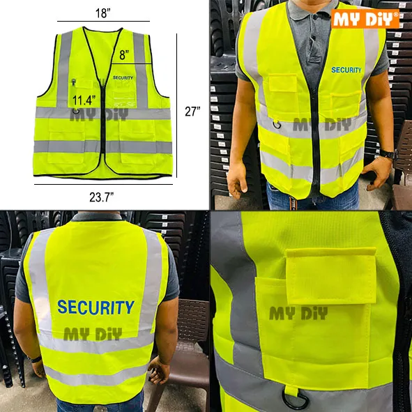 MYDIYHOMEDEPOT Security Vest High Visibility Reflective Safety