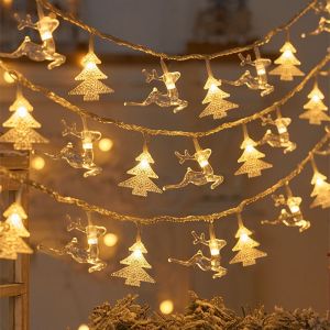 Christmas Tree Glowing Light Hanging Light String Snowflake String Garland Fairy Light No Battery Wedding Party New Year Home Decoration Lamp