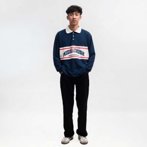 Middlehigh Vintage Rugby Polo Shirt - Rought Navy
