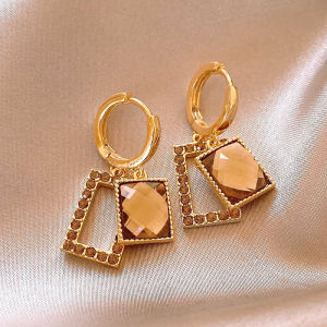 Melard-Style Square Sparkling Diamond Earrings Light Luxury Women Elegant Hoop Earrings Jewelry