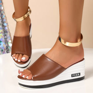 New Spring/Summer Fish-Mouth Wedge Sandals For Women Fashionable Casual Open-Toe Slippers Plus Size WomenS Slippers