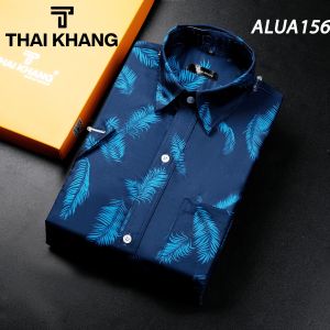 Áo sơ mi nam trung niên họa tiết THÁI KHANG vải lụa mềm co dãn không nhăn ALUA15