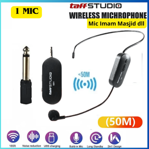 COD TaffSTUDIO Mic MIK Microphone Wireless Suarah Jernih Jarak Jauh Terbaik / Mic bando imam masjid terbaru  2.4G Headset 2 PCS Receiver - SI02