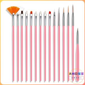Amoki Professional Nail Art Design Painting Set 15 pcs Acrylic Oil Watercolors Artist Paint Brushes