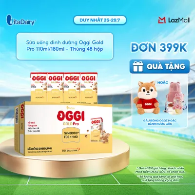 [THÙNG 48 HỘP] Sữa uống dinh dưỡng Oggi Gold Pro hỗ trợ tối ưu hấp thu hỗ trợ tăng cân tiêu hoá tốt - Hộp 110ml/180ml