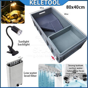 HDPE Turtle Tank with Drain Valve Large Turtle Breeding Box Aquarium Sink for Reptile Small Animal