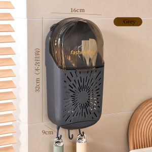 Wall Mounted Cutlery Storage Box Chopsticks Cage Spoon Fork Kitchen Utensils Rack Holder Penyimpan Kutleri 餐具收纳盒