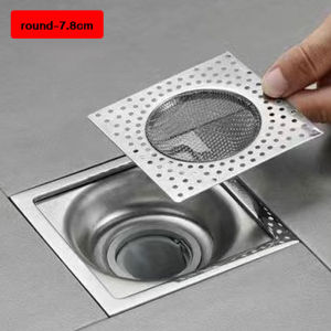 DANLE【จัดส่งฟรี】ฝาปิดท่อระบายน้ำบนพื้นอเนกประสงค์สี่เหลี่ยมตะแกรงกรองระบายน้ำสำหรับพื้นห้องน้ำเหล็กสแตนเลสป้องกันการอุดตันผมท่อระบายน้ำสิ่งประดิษฐ์ทรงกลม