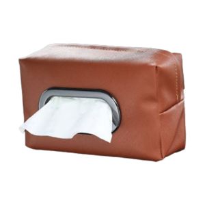 MARGETT Adjustable Strap Car Tissue Holder Practical PU Leather Car Seat Back Tissue Bag Gift Soft Automotive Napkin Holder Decoration